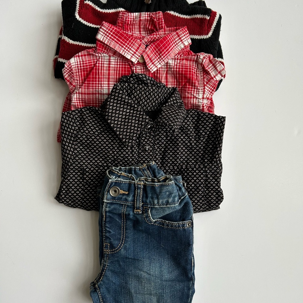 Boy's Clothes Bundle (3 Brands), Sweater, Jeans, and Shirts, Sz. 6-9 Months